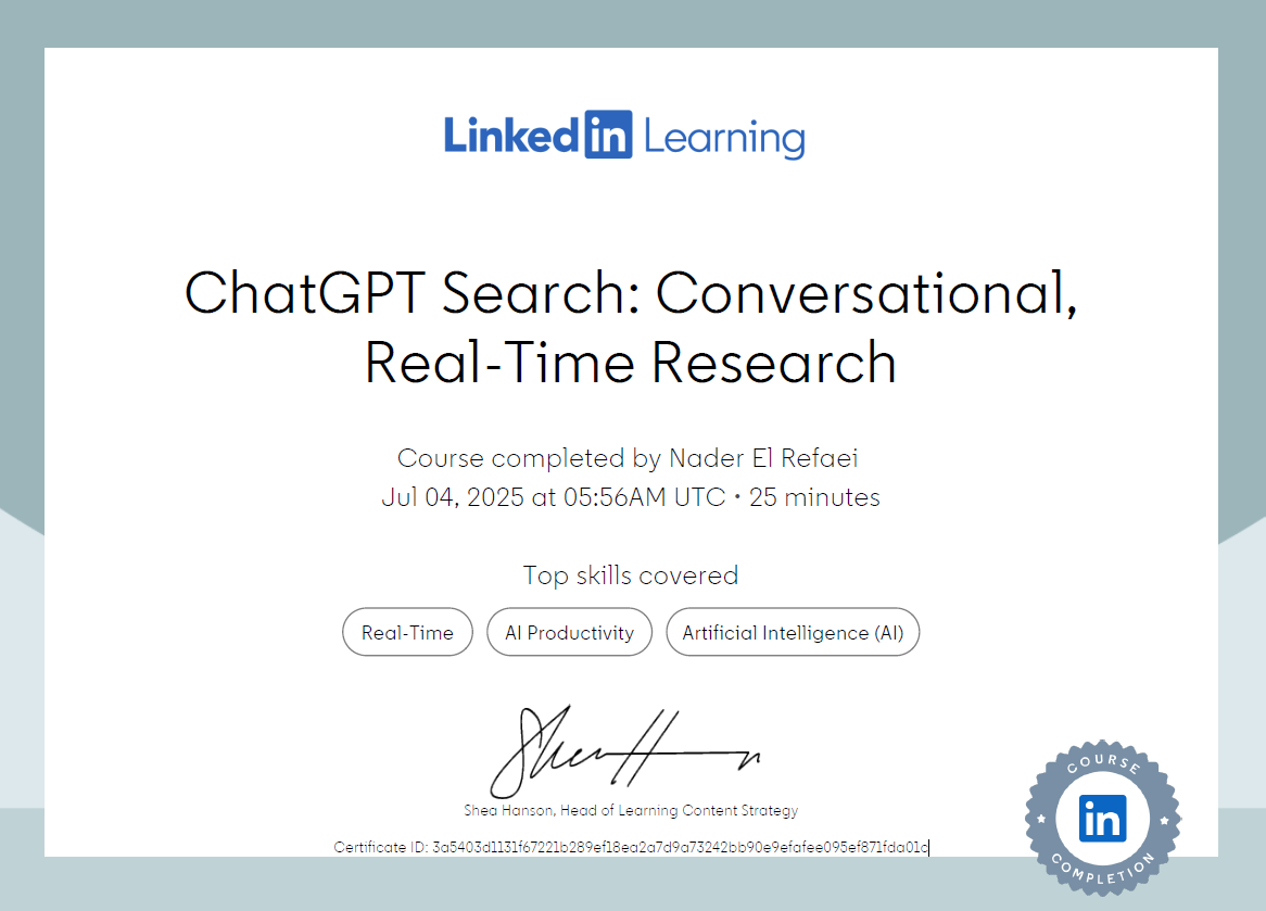ChatGPT Search: Conversational, Real-Time Research certificate thumbnail
